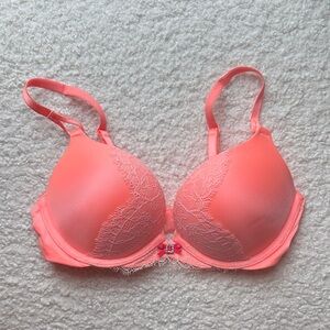 Victoria's Secret Miraculous Plunge Vibrant Coral Lace Bra